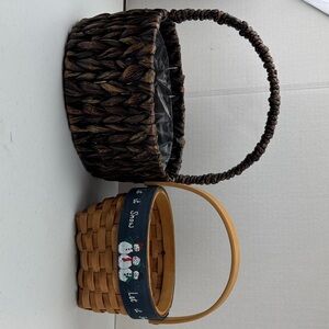 Woven Decorative Baskets Set - Dark Brown & Natural Tan